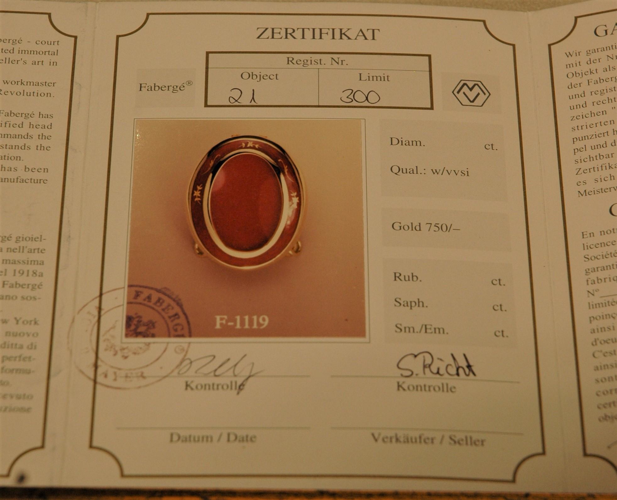 Fabergé 18 Kt Gold Frame with Red Enamel For Sale 2