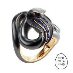 Fabergé 18K Gold Black Sea Serpent Ring With Blue Sapphires & Opals