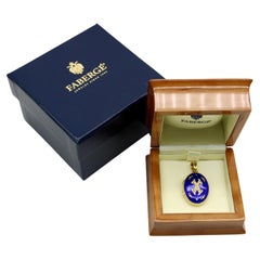 Fabergé 18K Gold Diamond Guilloche Enamel Locket by Victor Mayer