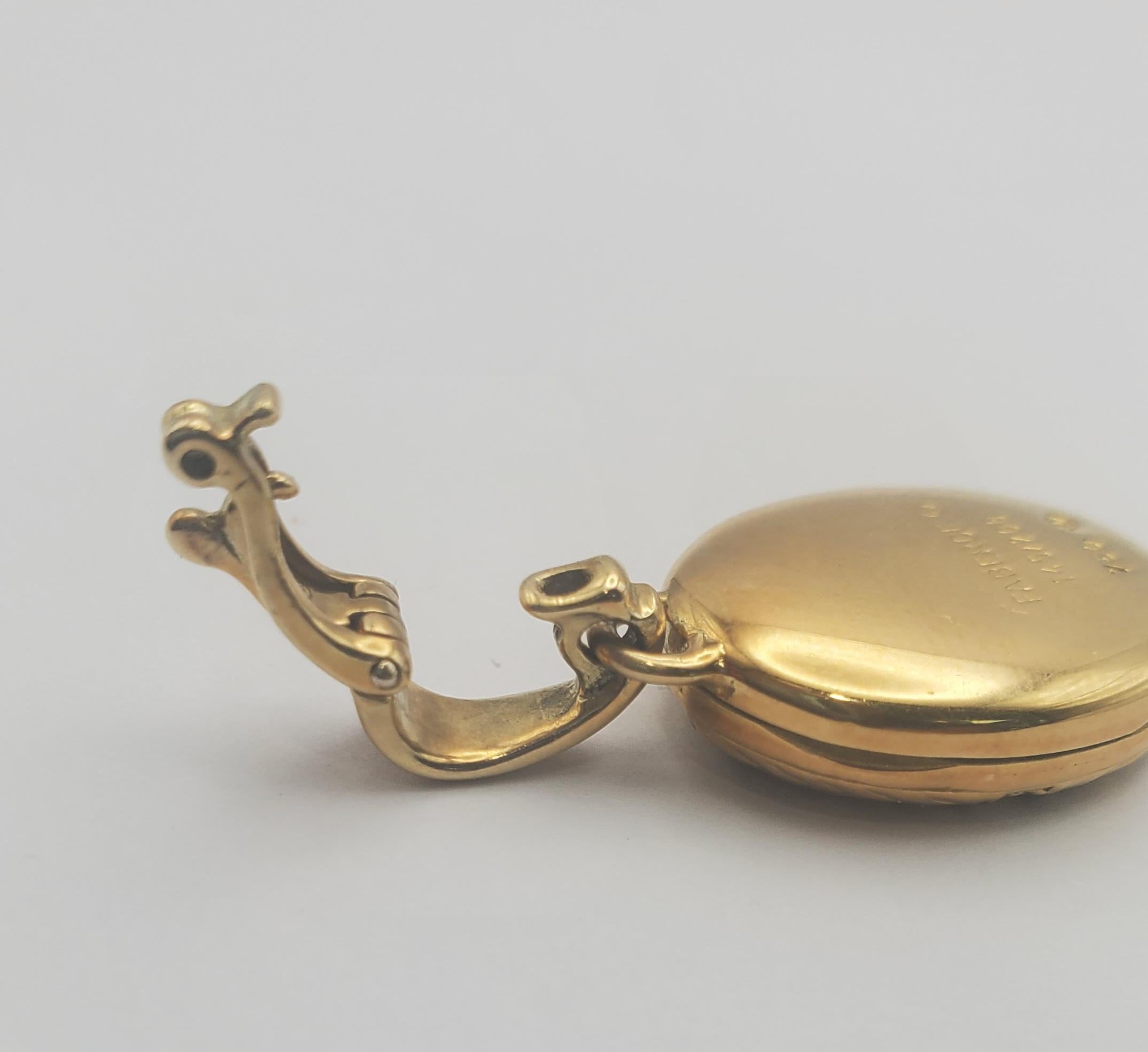 Fabergé 18K Gold Diamond Guilloche Enamel Locket with Box/Certificate For Sale 7