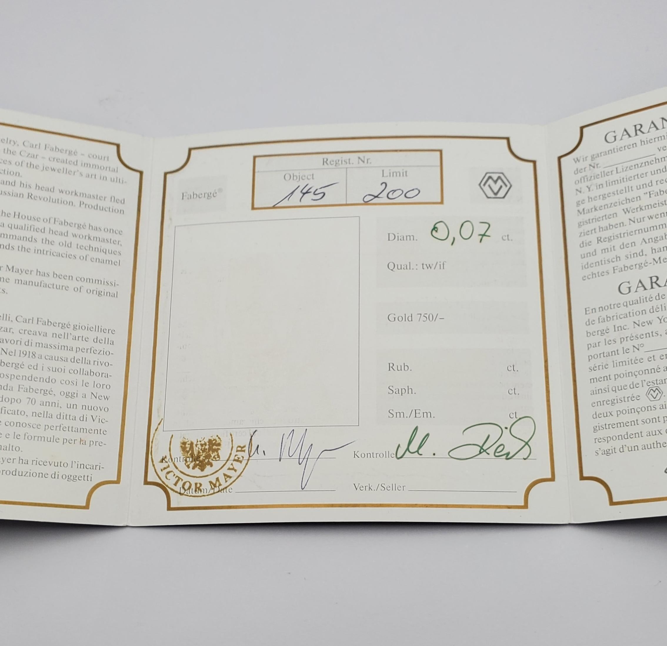 Fabergé Médaillon en émail guilloché et diamant en or 18K avec boîte/certificat en vente 8