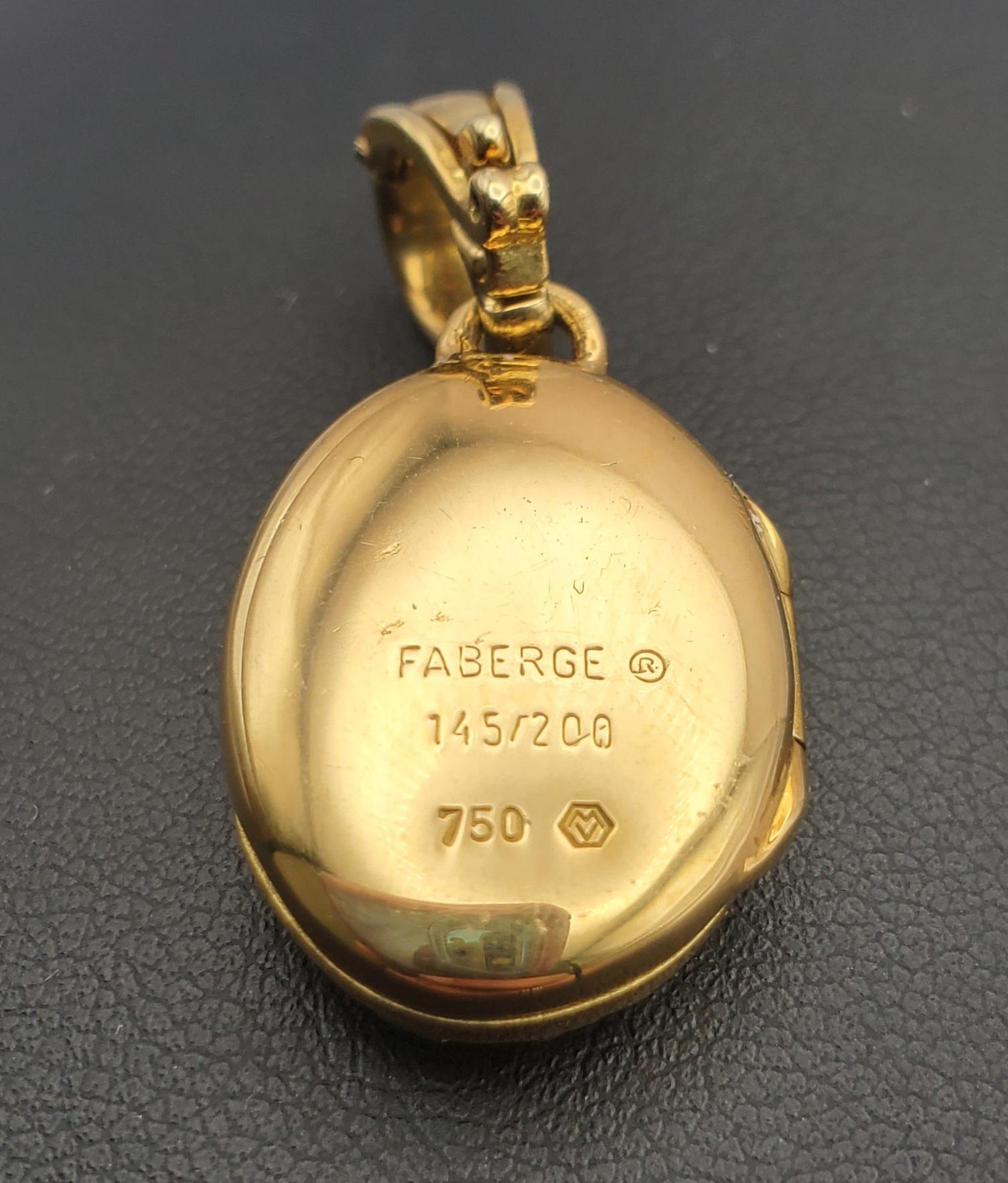 Taille ronde Fabergé Médaillon en émail guilloché et diamant en or 18K avec boîte/certificat en vente