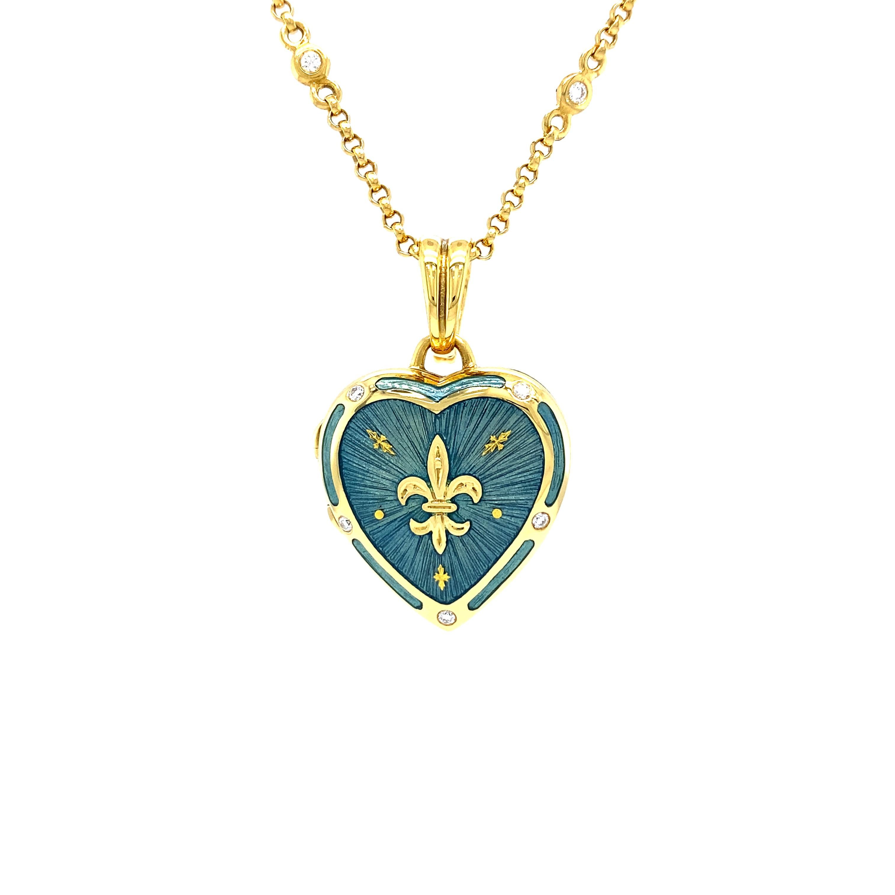 enamel heart locket necklace