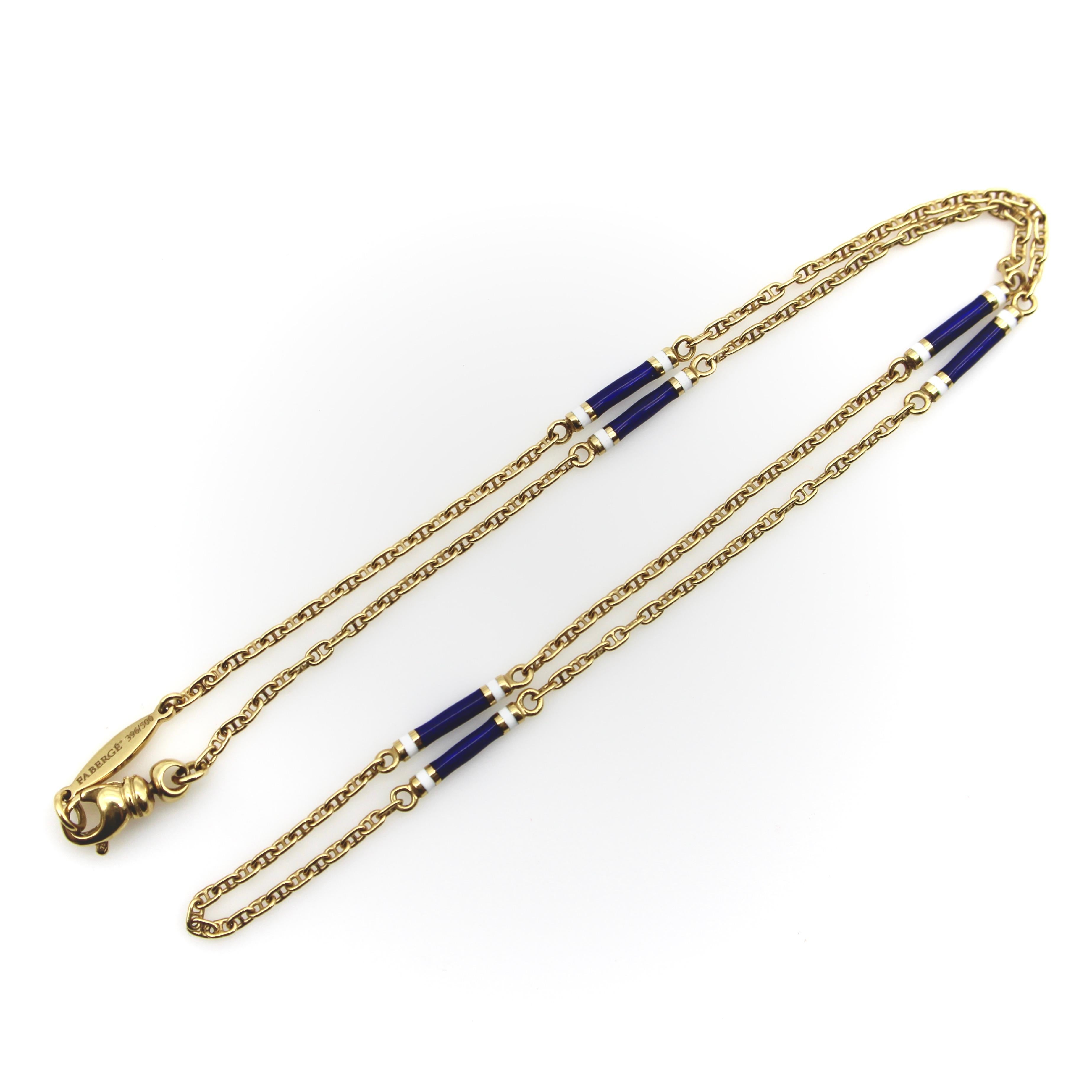 Fabergé 18K Gold Mariners Link Chain with Guilloché Enamel Stations  1