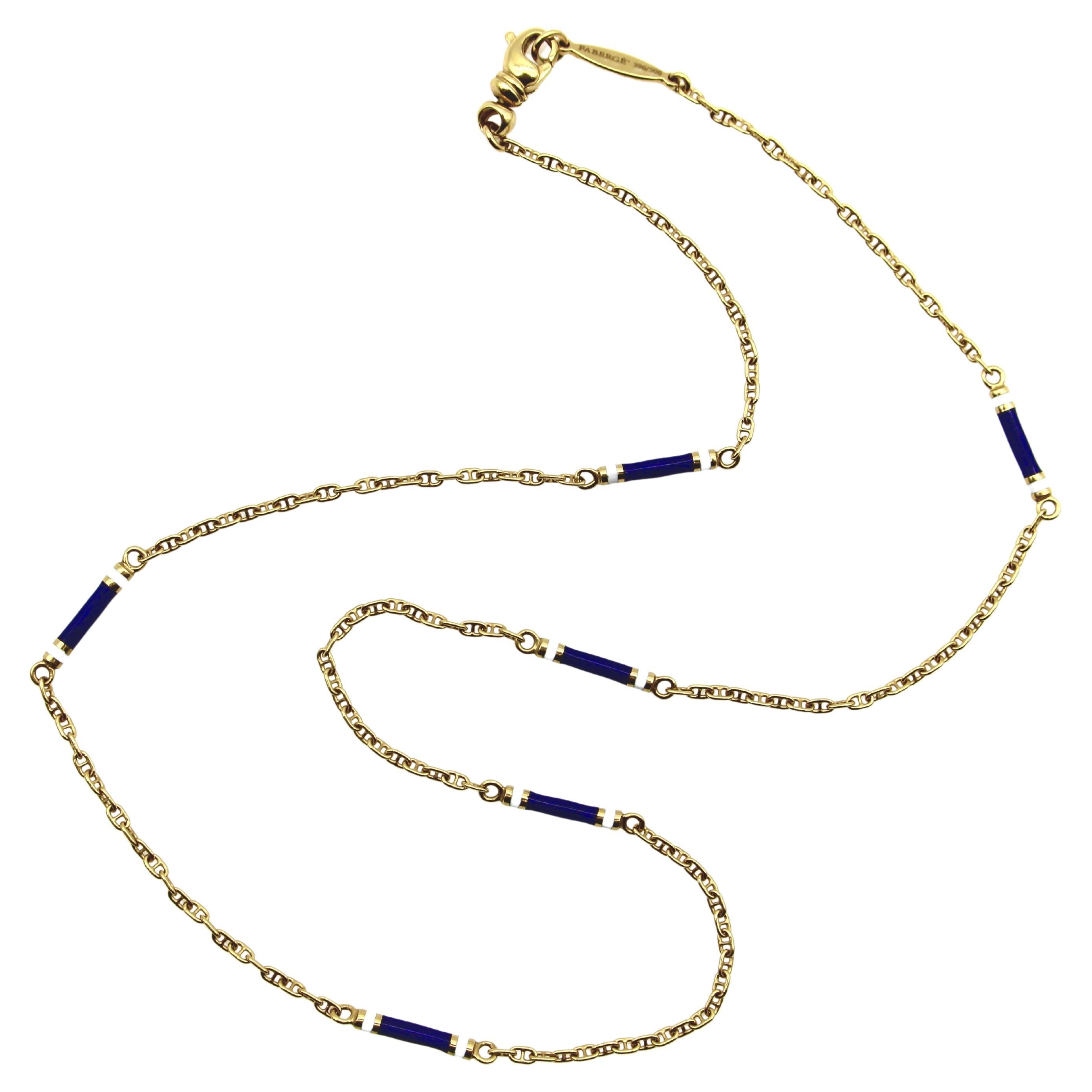Fabergé 18K Gold Mariners Link Chain with Guilloché Enamel Stations 