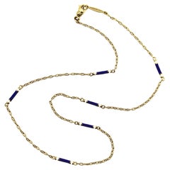 Retro Fabergé 18K Gold Mariners Link Chain with Guilloché Enamel Stations 