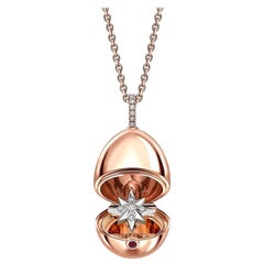 Fabergé 18k Rose Gold Locket with Diamond Set Bail & Star Surprise, US Clients