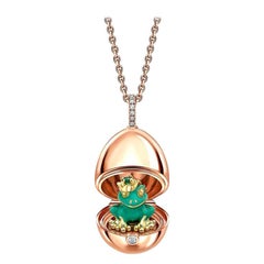 Fabergé Essence Rose Gold & Green Lacquer Frog Surprise Locket
