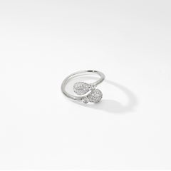 Fabergé 18K White Gold & Diamond Encrusted Eggs Crossover Ring