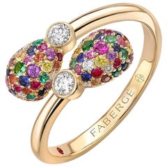 Fabergé 18K Yellow Gold Diamond & Gemstone Encrusted Eggs Crossover, US Clients