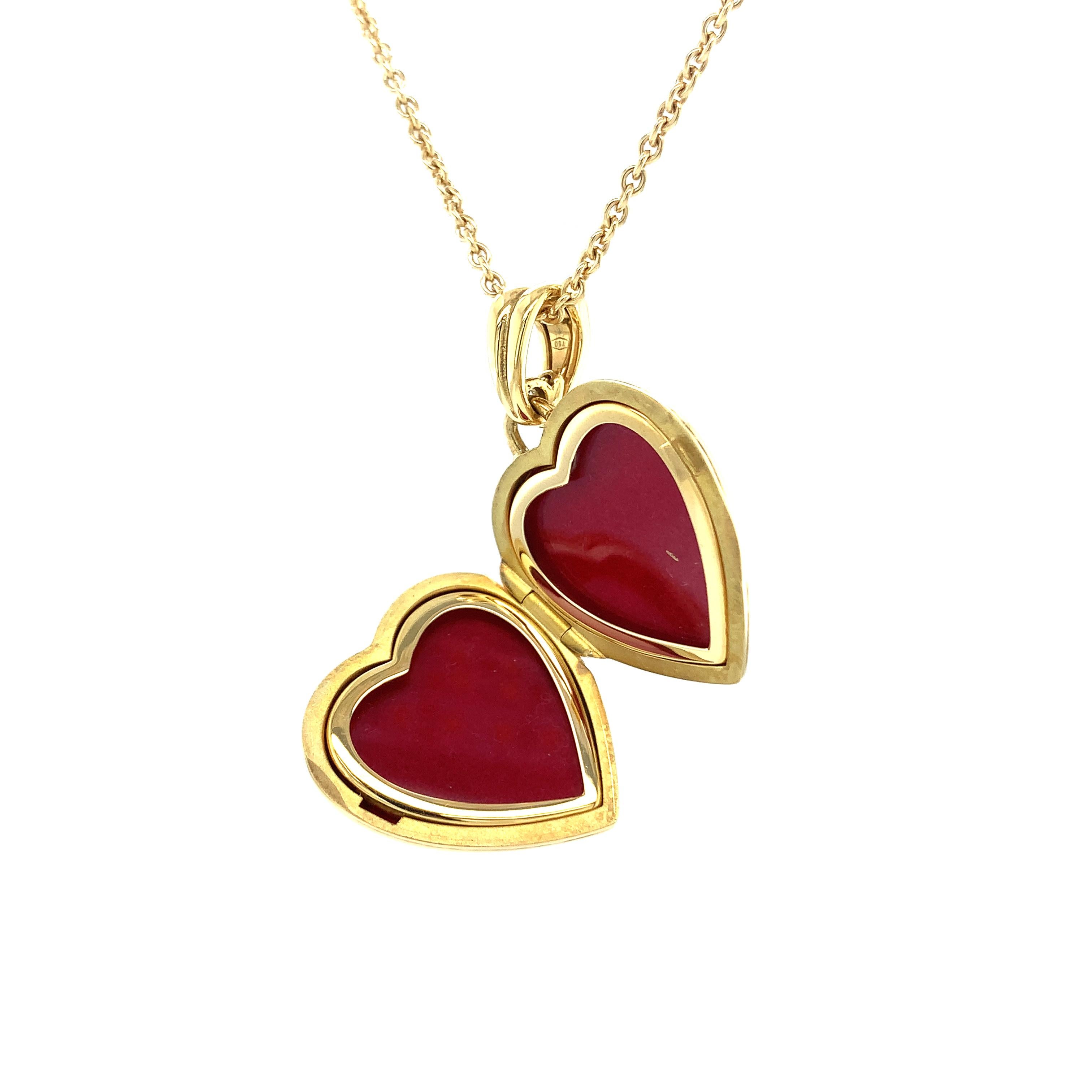 Fabergé 18k Gelbgold Herz Medaillon Hellblau Emaille 4 Diamanten 0,075 Ct G/IF 4