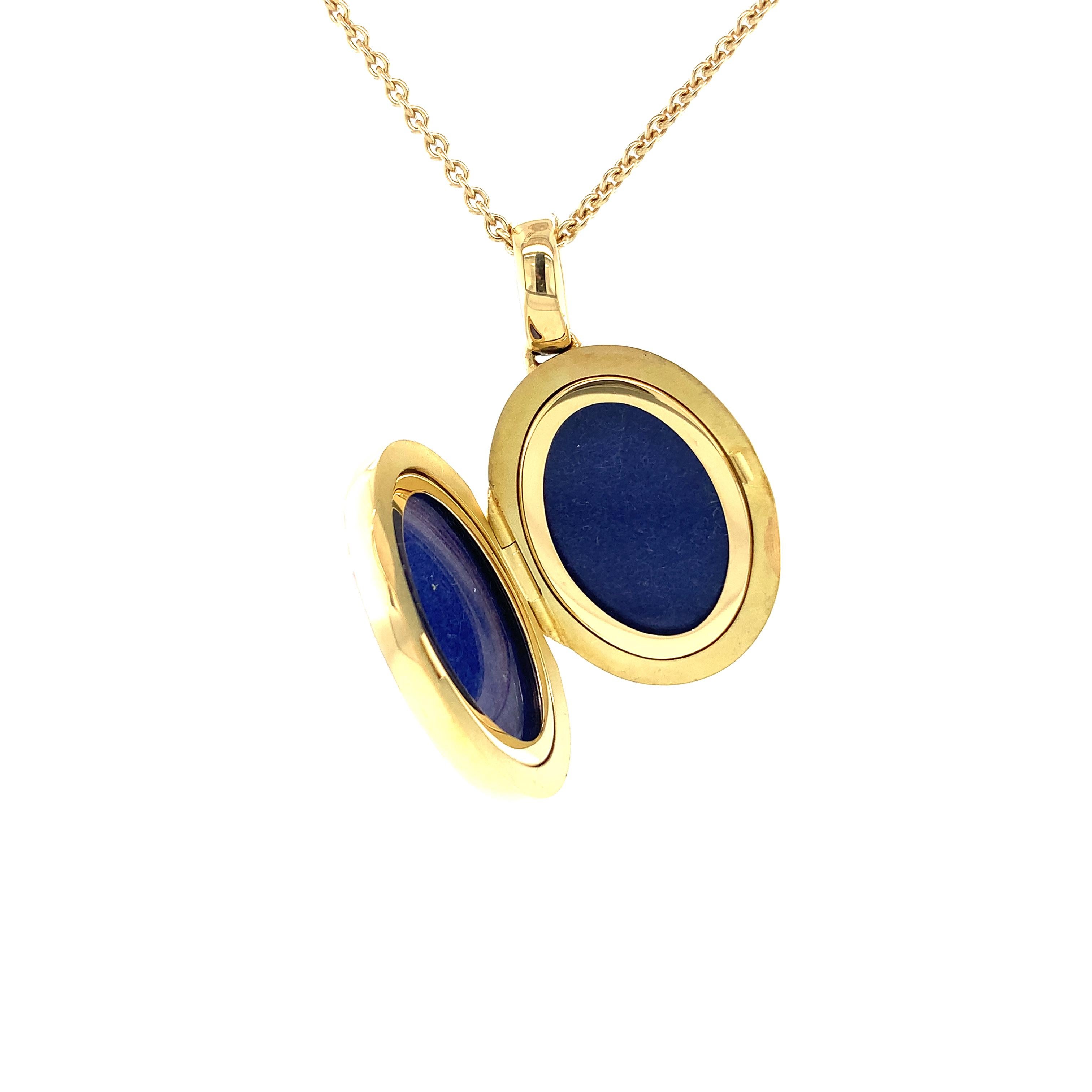 Fabergé 18k Gelbgold Oval Blau Emaille Medaillon Anhänger 10 Diamanten insgesamt 0, 12c im Angebot 2
