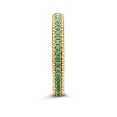 Fabergé 18 Karat Yellow Gold Tsavorite Set Fluted Band Ring, US Clients