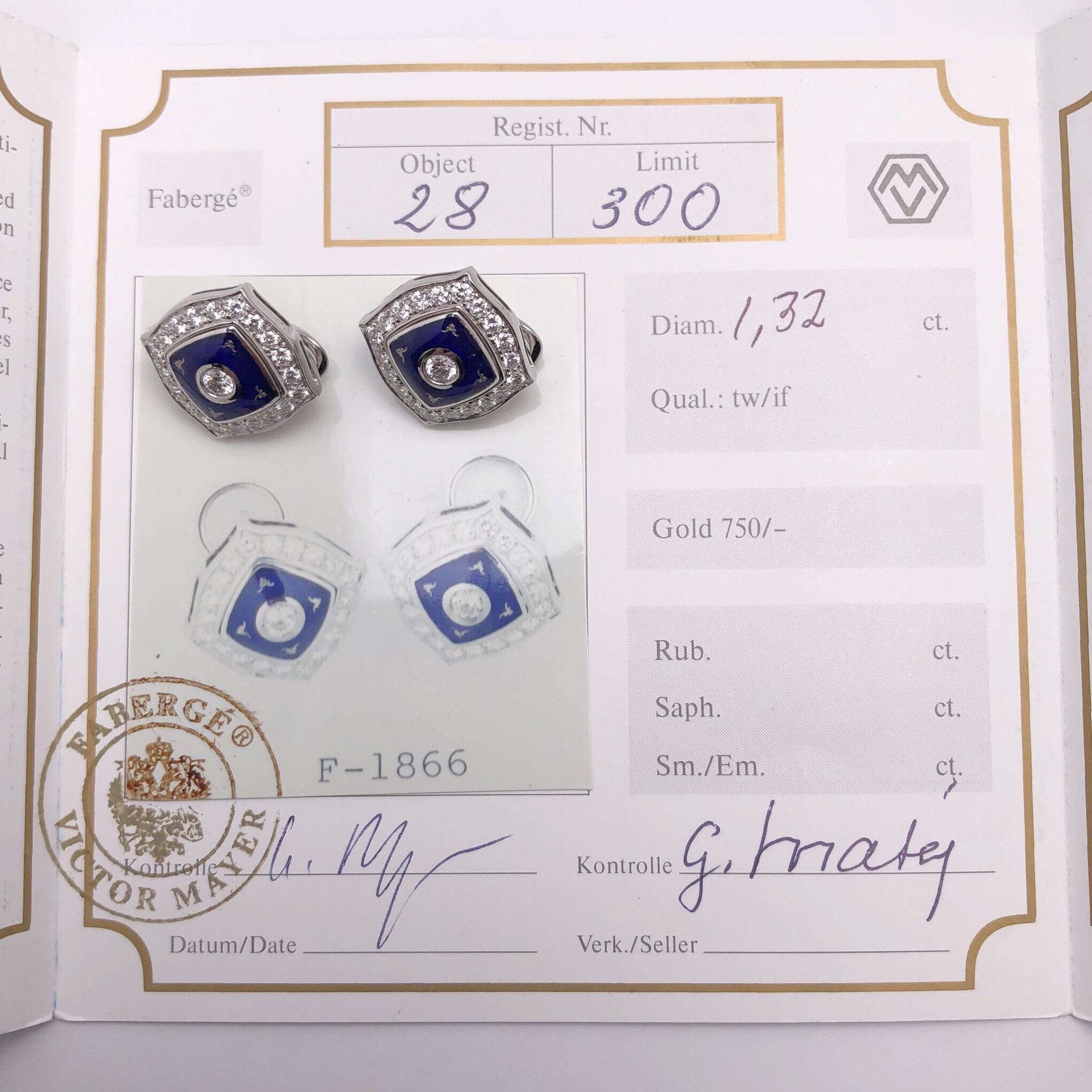 Moderne moderne Faberge-Diamant-Ohrringe aus preußischer blauer Emaille im Zustand „Neu“ im Angebot in New York, NY