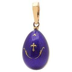 Fabergé 18kt Gold and Blue Enamel Limited Edition Easter Egg Pendant