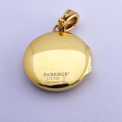 Faberge 18 Karat Gold Guilloche Chartreuse Green Locket, Diamond and Ruby
