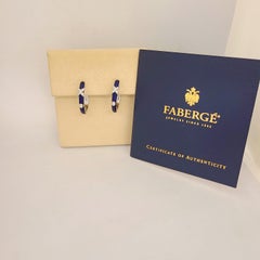 Faberge 18kt White Gold Diamond 0.22ct. and Blue Enamel Hoop Earrings #18