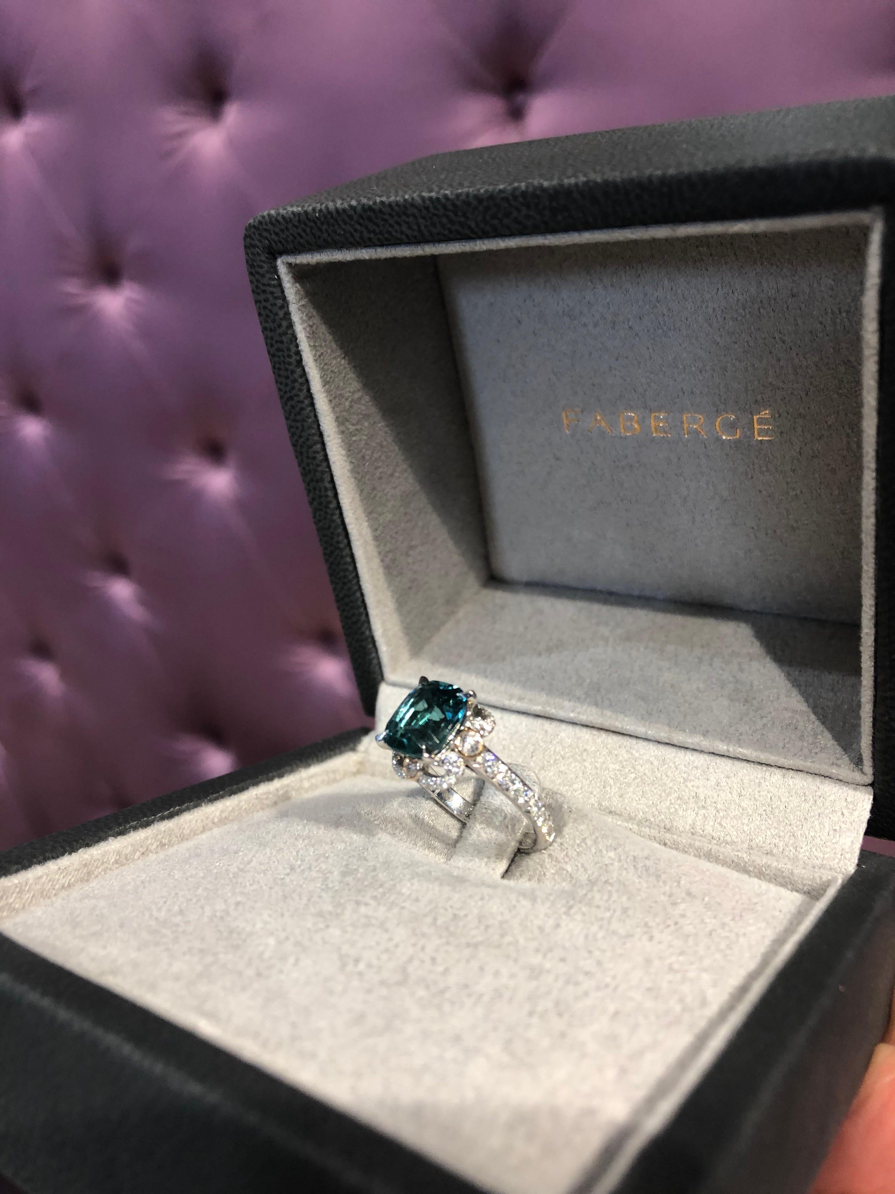 Belle Époque Fabergé 2.68Ct Gubelin Indigo Cushion-Cut Imperial Collection Tourmaline Ring