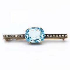 Faberge 5 Carat Aquamarine and Diamond Pin Original Box