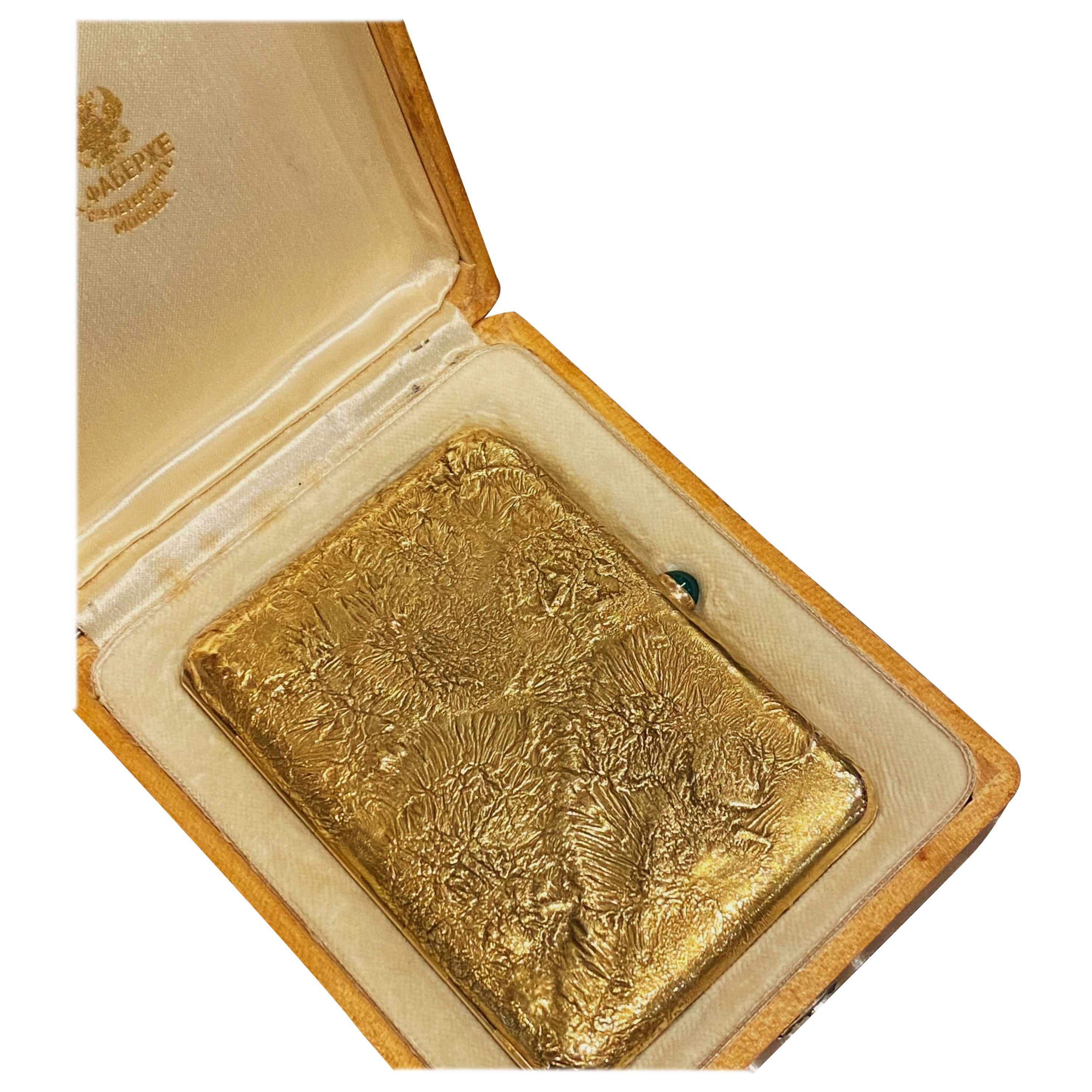 Fabergé 56 (14ct) Gold Samorodok Cigarette Case, St Petersburg, c1908-1917, V.B. For Sale