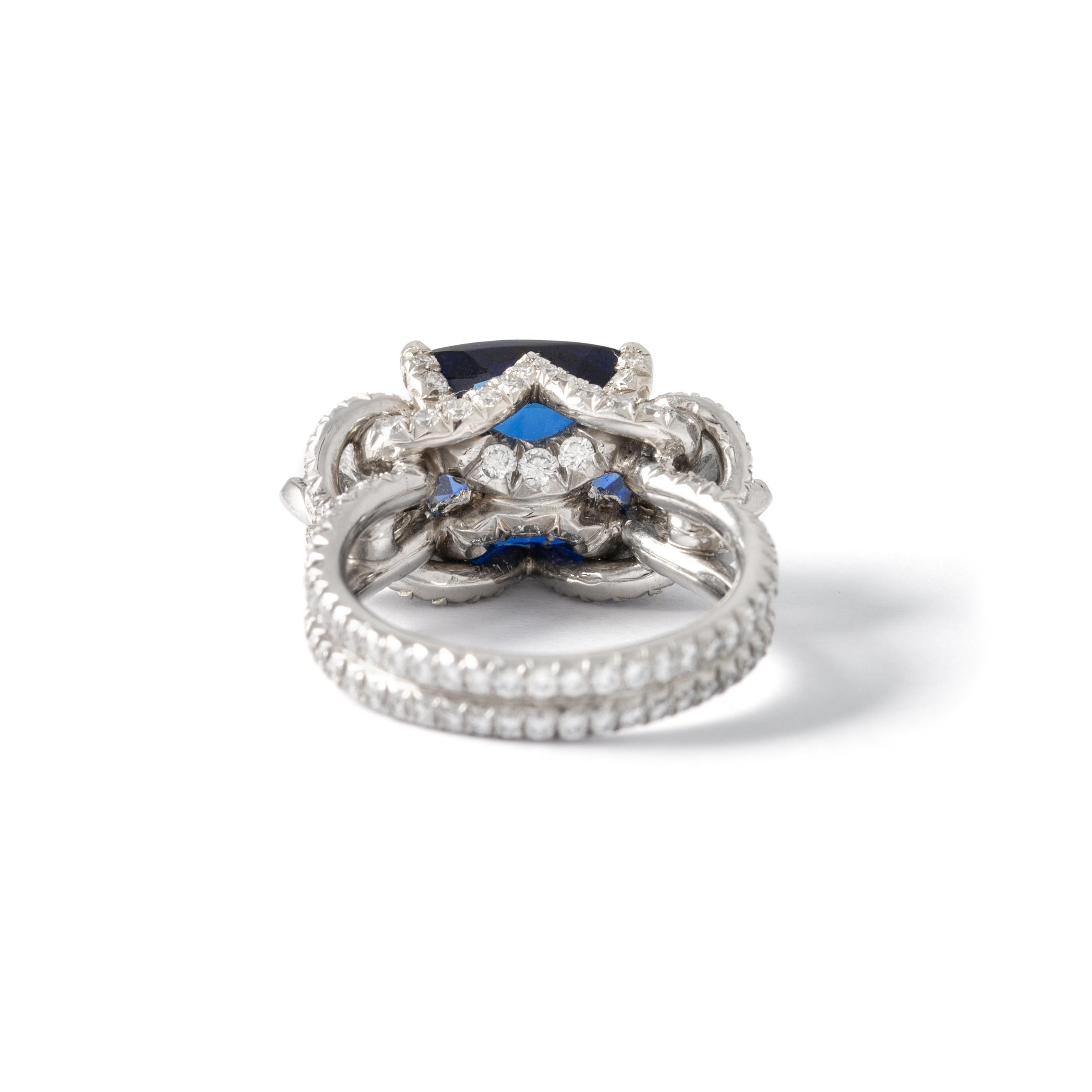Fabergé 6.01 Carat Burmese Non Heated Natural Sapphire Diamond Ring 1