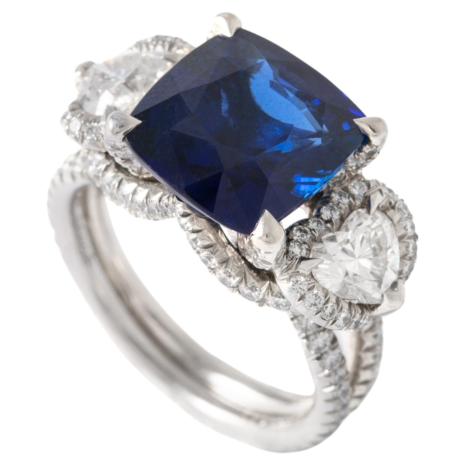 Fabergé 6.01 Carat Burmese Non Heated Natural Sapphire Diamond Ring