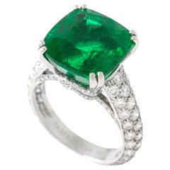 Used Faberge 8.27 Carats Emerald White Gold 18K Ring
