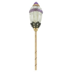 Fabergé Amethyst Quartz and Diamond Stick Pin