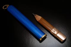 FABERGE Colgante portalápices de oro con esmalte guilloché antiguo