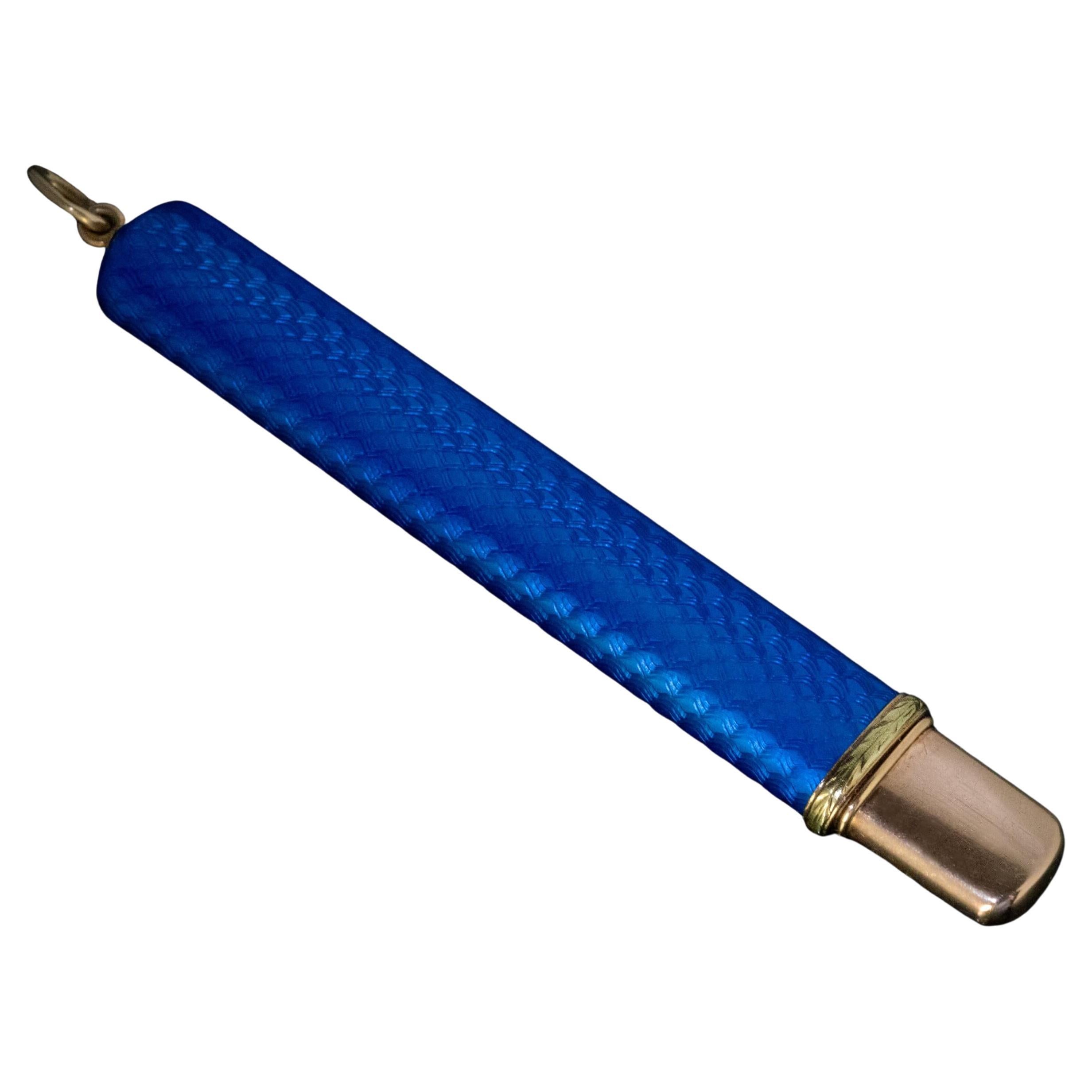 Faberge Ciondolo Portamatite in Oro con Smalto Guilloche Antico in vendita