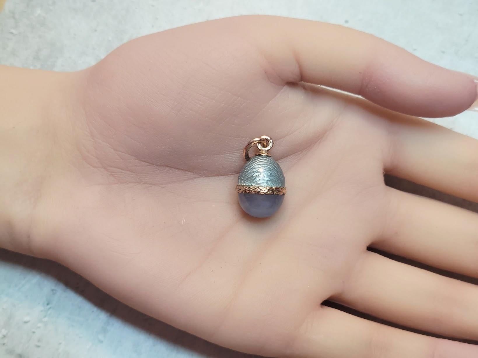 Fabergé Antique Imperial Guilloche Gold Egg Pendant, by Anders Johan Nevalainen 2