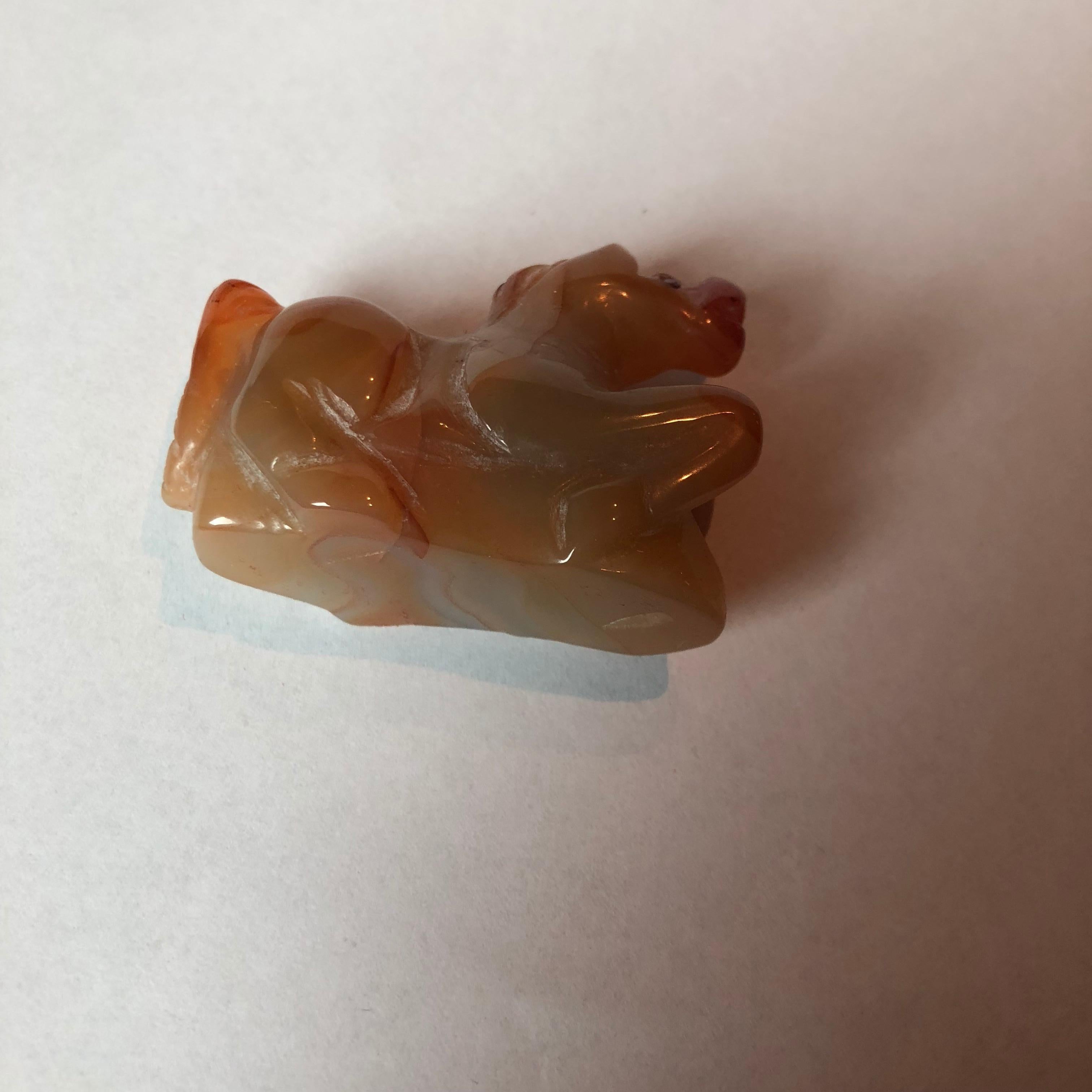 Faberge Antique Russian Horse Figure in Natural Agate and Ruby Stones by K.F. In Excellent Condition For Sale In Houston, TX