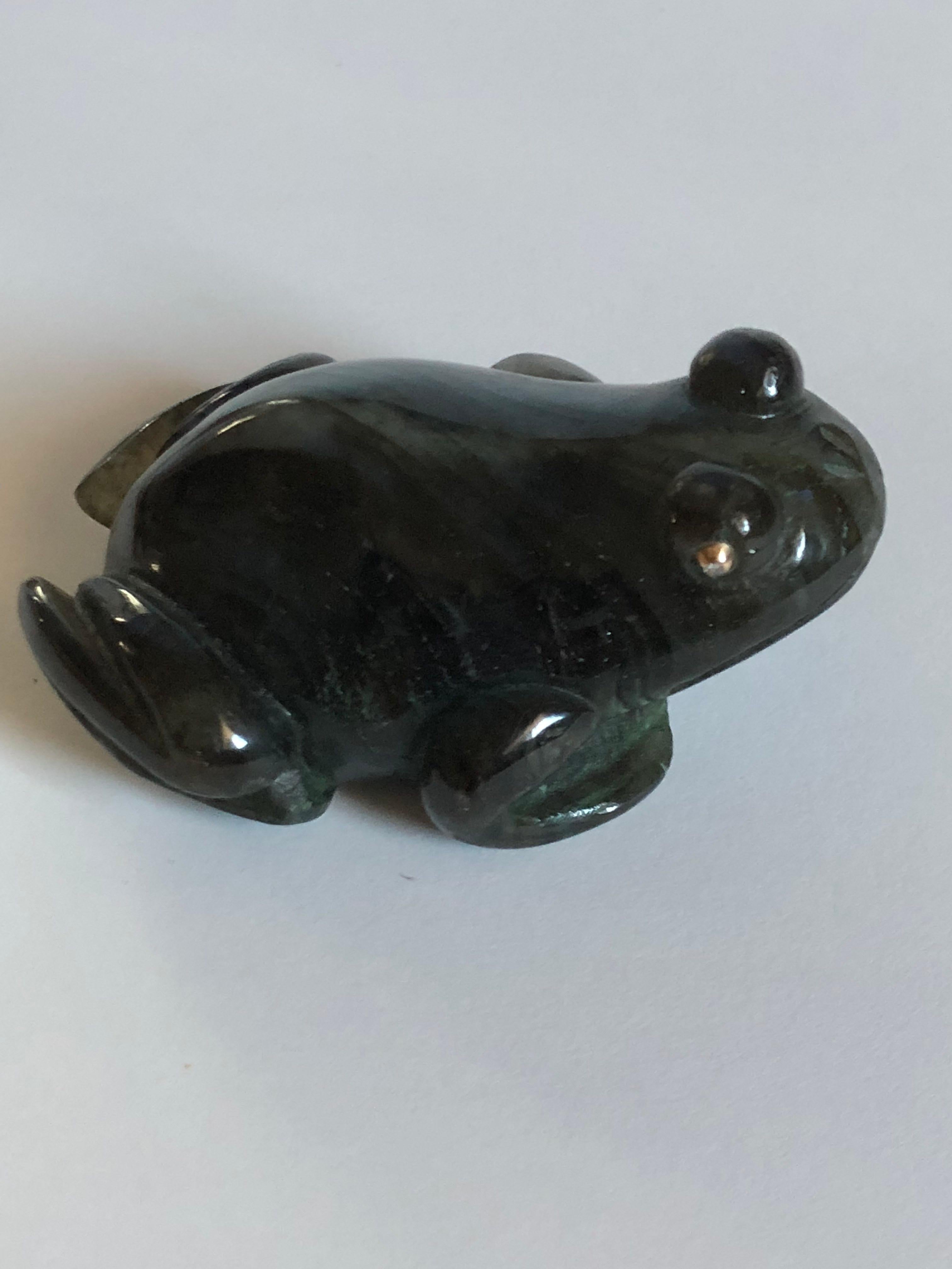 Faberge Antique Imperial Russian Miniature Frog Sculpture with Diamond Eyes In Good Condition For Sale In Houston, TX
