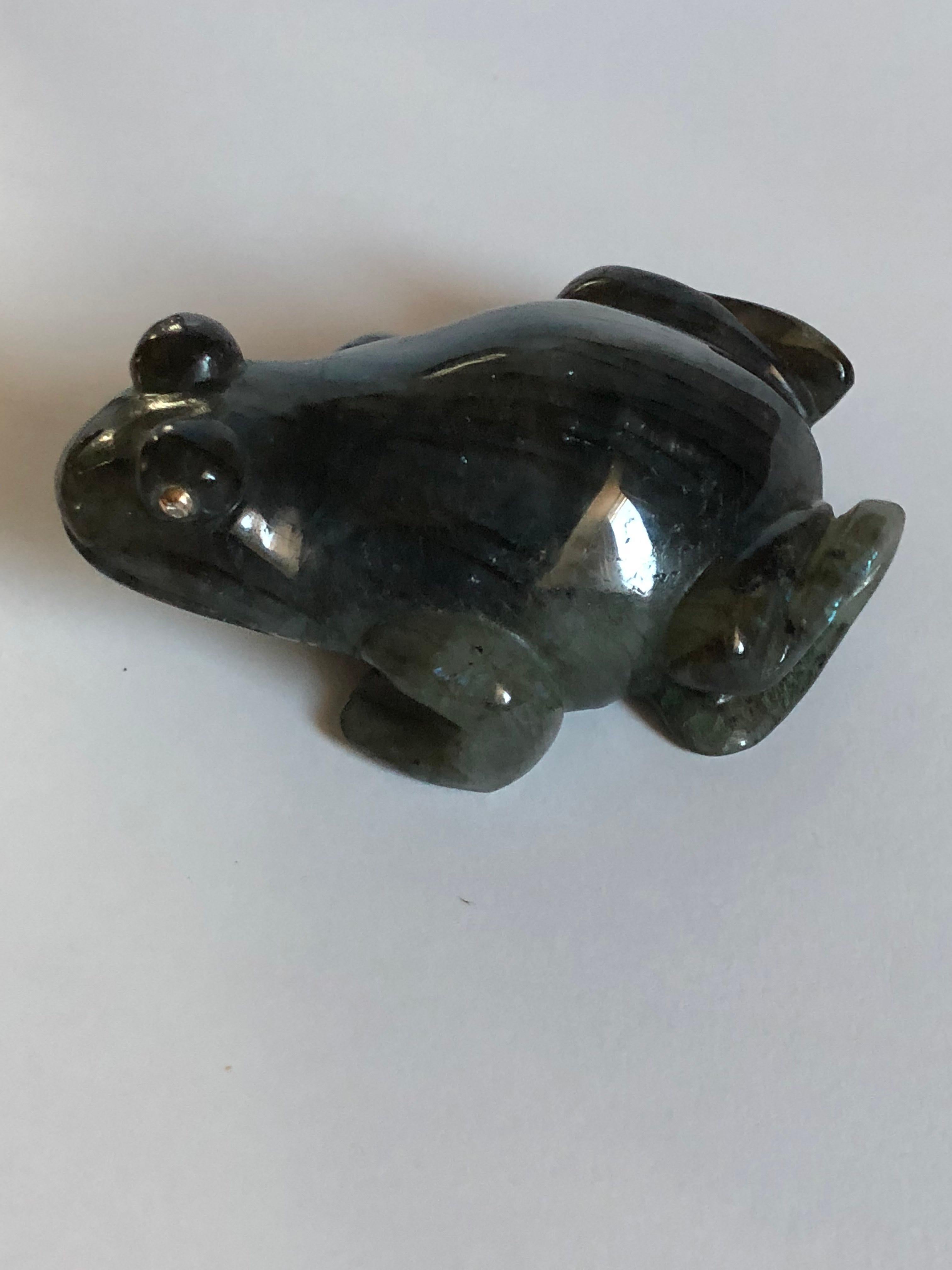 Women's or Men's Faberge Antique Imperial Russian Miniature Frog Sculpture with Diamond Eyes For Sale