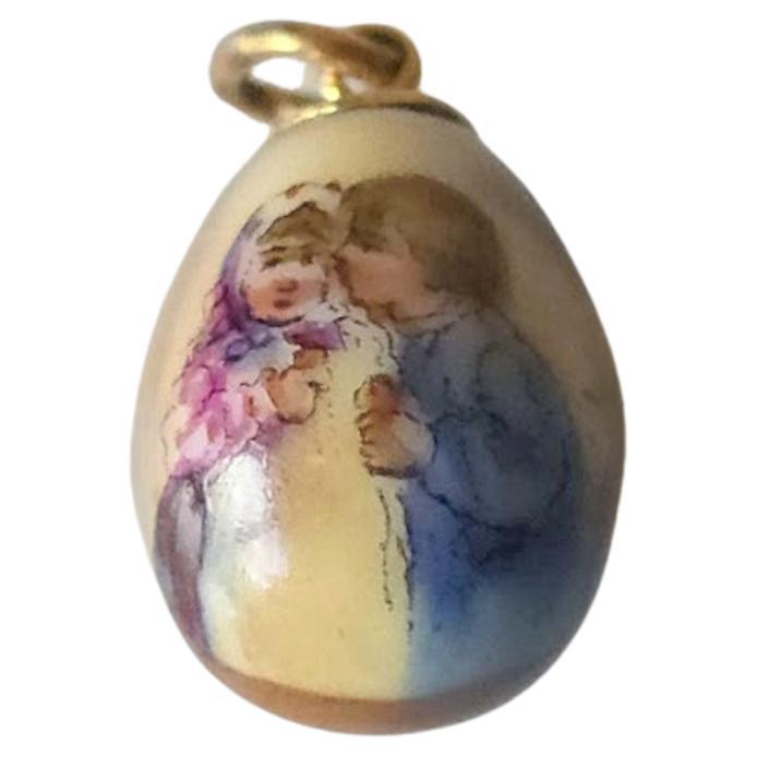 Fabergé Antique Painted Gold Egg Pendant, Workmaster Andrei Adler, Circa 1900 For Sale
