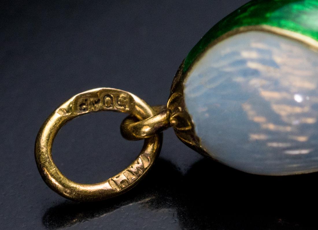Faberge Antique Russian Art Nouveau Guilloche Enamel Gold Egg Pendant 1