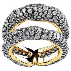 Fabergé Après Minuit 18K Gold Diamond Encrusted Double Band Ring, US Clients