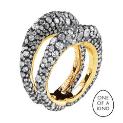Fabergé Après Minuit 18K Gold Diamond & Moonstone Encrusted Double Band Ring