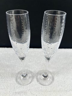 Faberge Atelier Bristol Crystal 10 inch Champagne Flutes, a Set of 2