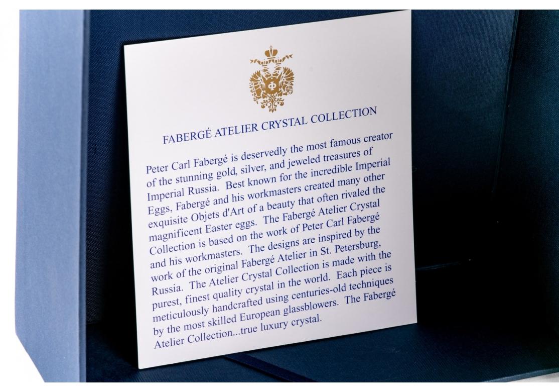 Hollywood Regency Faberge Aurora Decanter Collezione Imperiale Con Scatola di Presentazione in vendita