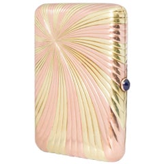 Faberge Bi-Color Ribbed Gold Cigarette Case