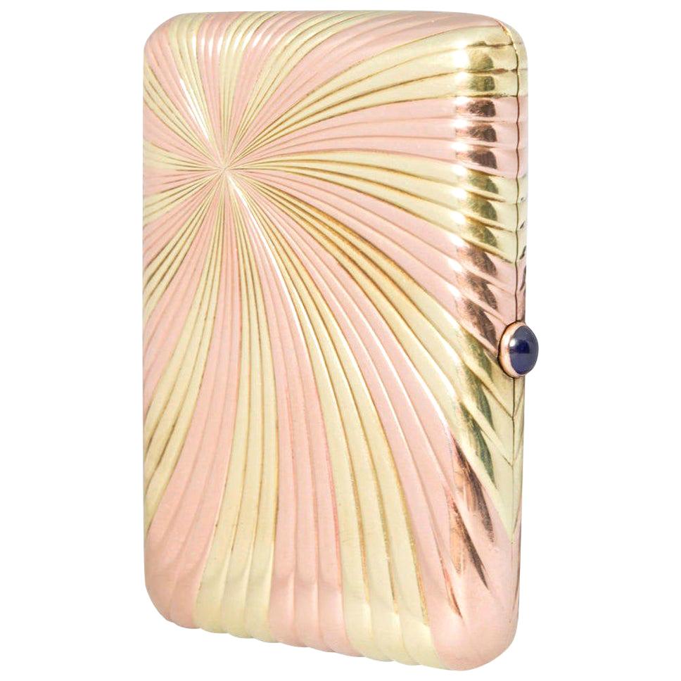 Faberge Bi-Color Ribbed Gold Cigarette Case