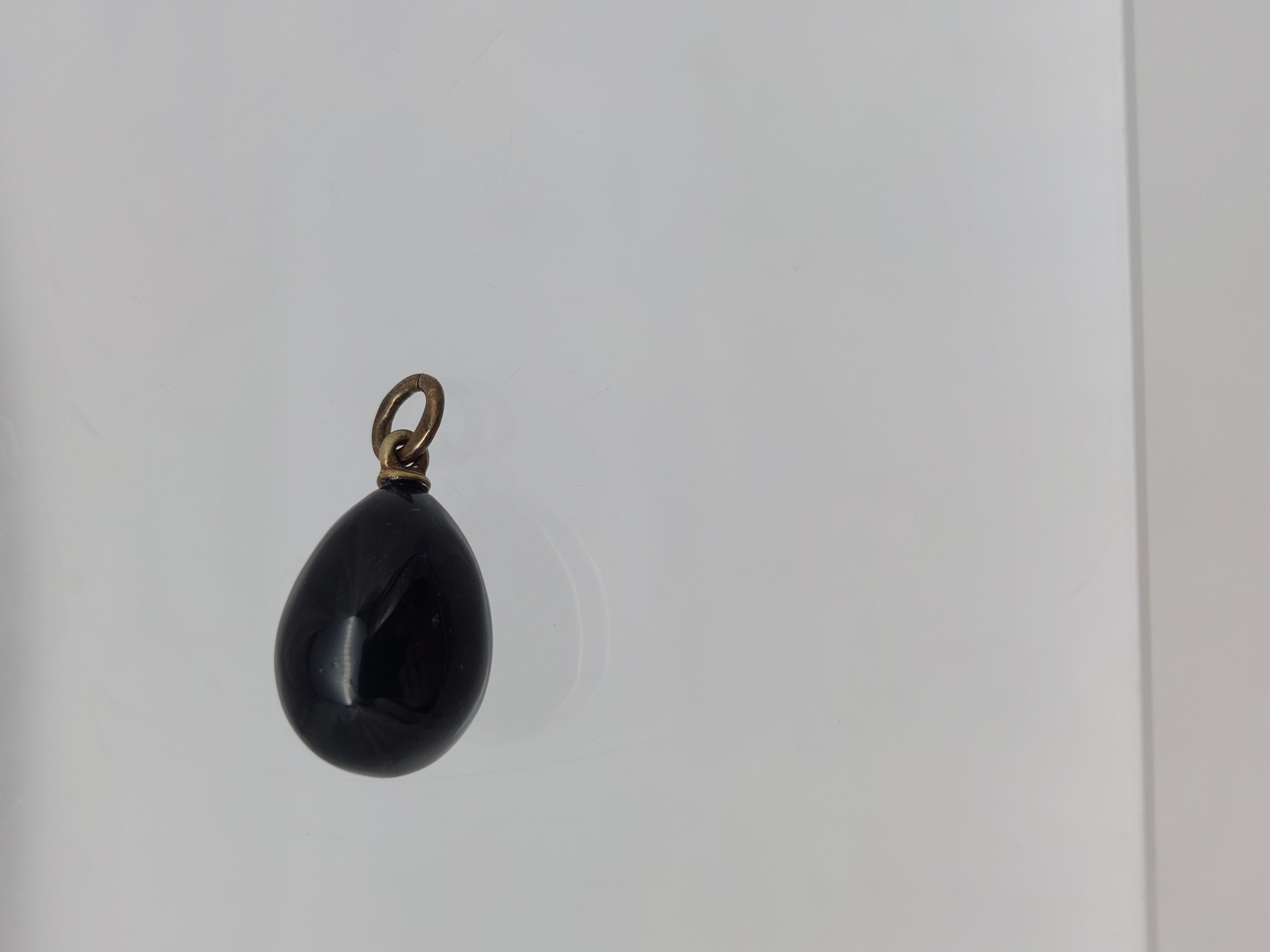 Faberge’ Black Enamel “Owl” Egg Pendant- Circa 1886 For Sale 5