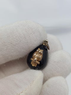 Faberge’ Black Enamel “Owl” Egg Pendant- Circa 1886