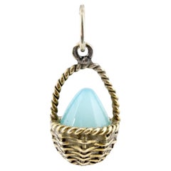 Imperial Russian Blue Chalcedony Egg Pendant, Workmaster Anders Johan Nevalainen