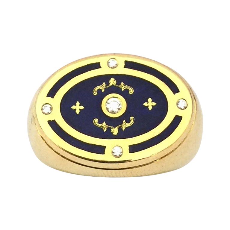 Faberge Blue Enamel and Diamonds Men's Ring F1887BL For Sale at 1stDibs