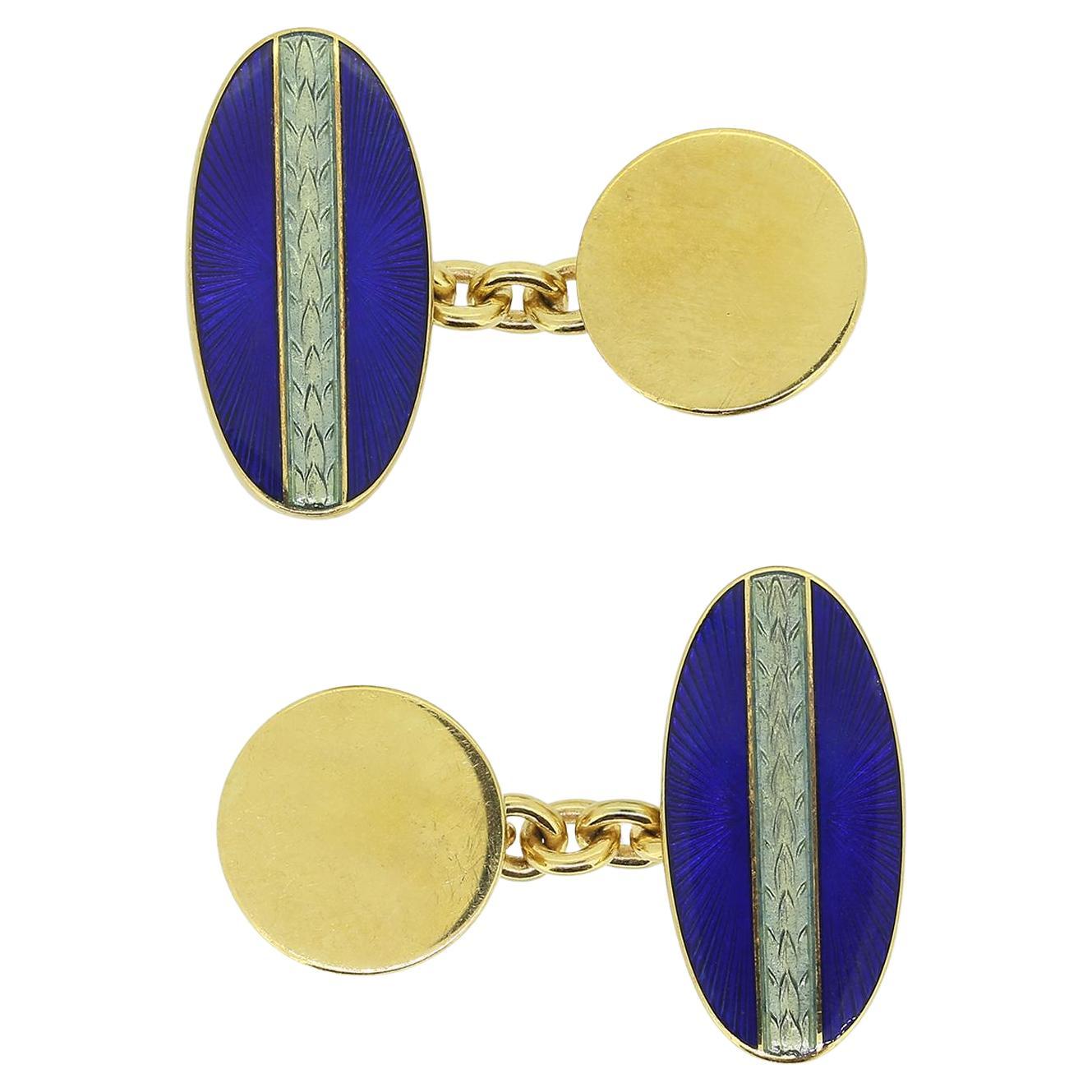 Fabergé Blue Enamel Chain Link Cufflinks