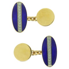 Used Fabergé Blue Enamel Chain Link Cufflinks