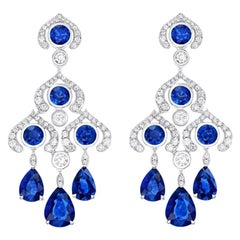Fabergé Blue Sapphire Chandelier Earrings, US Clients