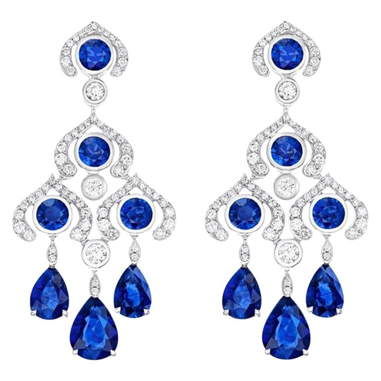 Fabergé Blue Sapphire Chandelier Earrings For Sale at 1stDibs